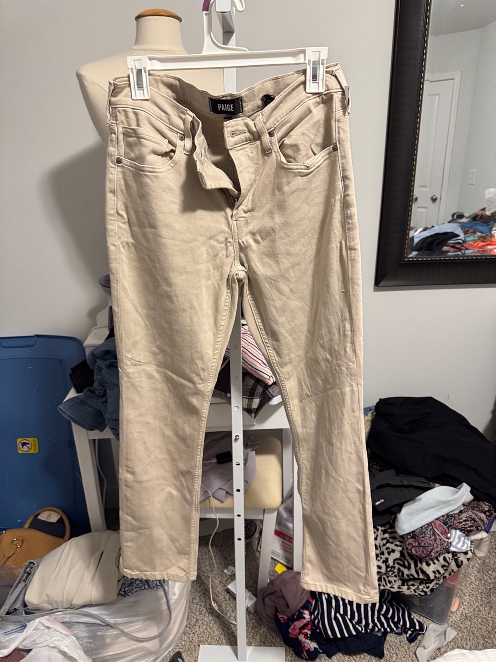 PAIGE Women's Cream Straight Leg Jeans - Neutral Beige